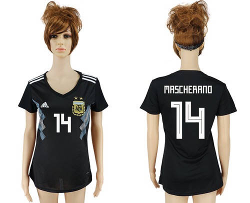 Women's Argentina #14 Mascherano Away Soccer Country Jersey